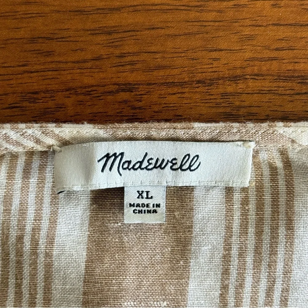 Madewell Striped Tie-Strap Wide-Leg Overalls SZ. XL